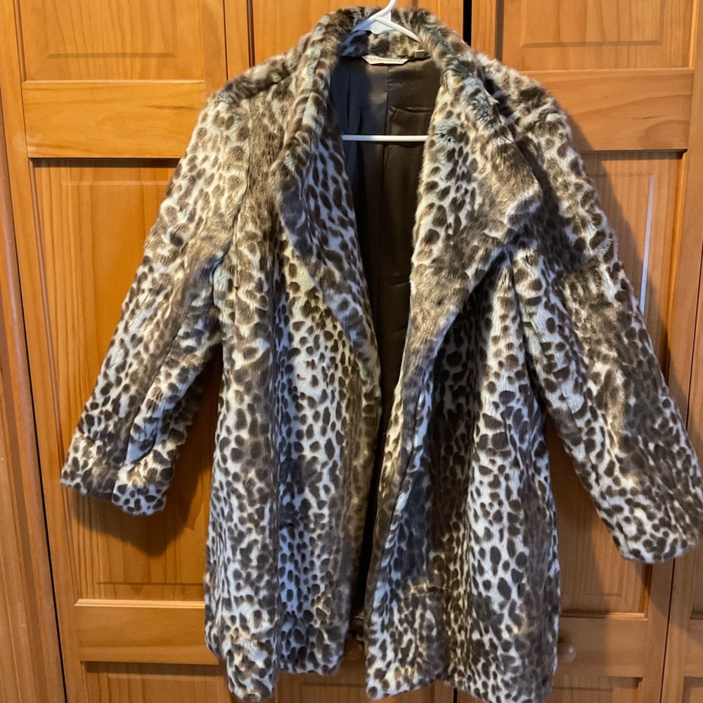 Soft Surroundings Tan Leopard Print Teddy Jacket